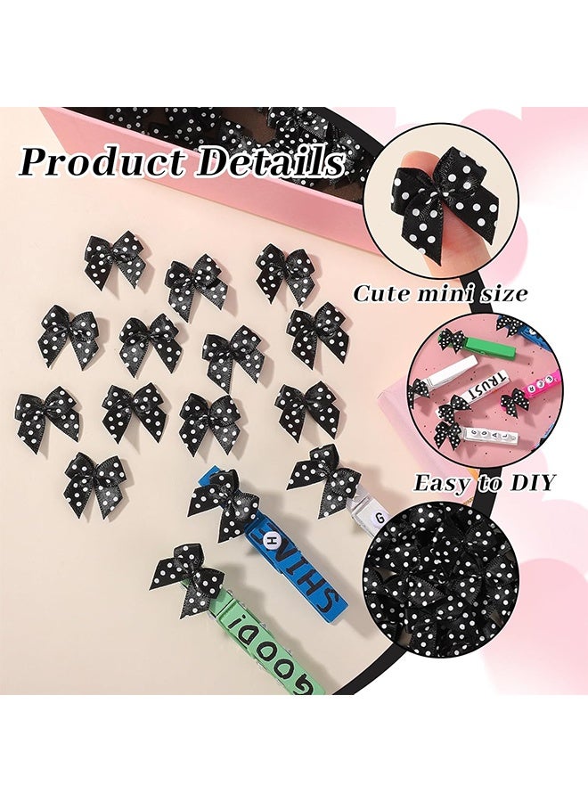 30Pcs 1" Mini Satin Ribbon Bows, Small Tiny Black Polka Dot Bows for Crafts, Handmade DIY Sewing, Wedding Birthday Baby Shower Party Gift Wrapping Boxes, Scrapbooking Decorations - Image 5